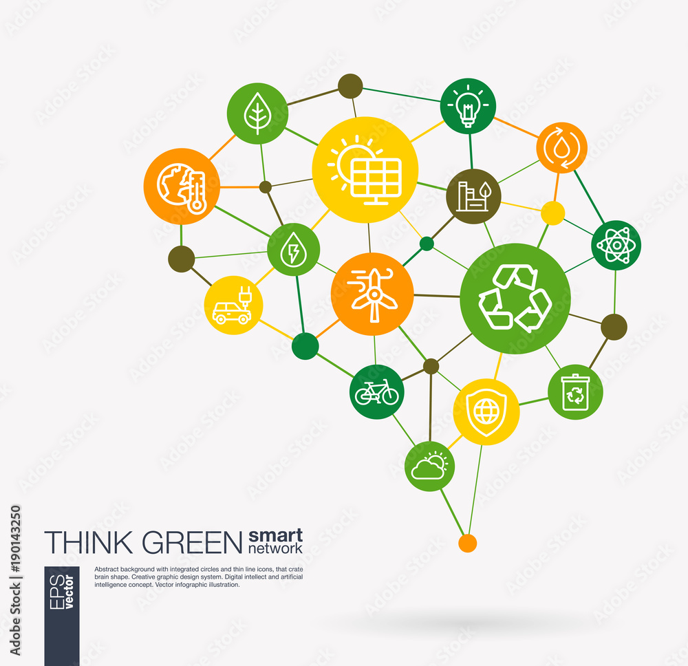 Aufkleber ai creative think green system concept. digital mesh smart brain idea. futuristic interact neural ne