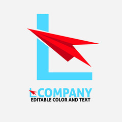 L letter logo design vector icon template for website or business -  logo Letter travel airplane