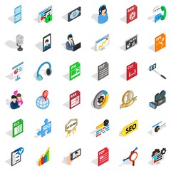 Media auto icons set, isometric style