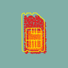  Sim card icon. Flat design style modern vector illustration. Isolated on stylish color background.