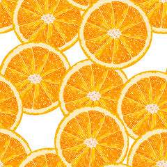 Vector seamless pattern from orange slices. Citrus background