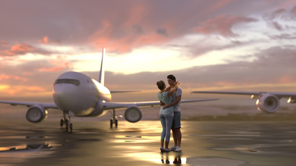 young couple in airport
