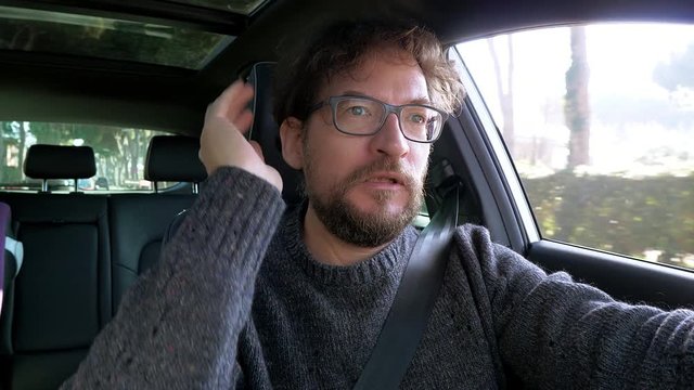 Man yelling at people not able to drive in traffic angry