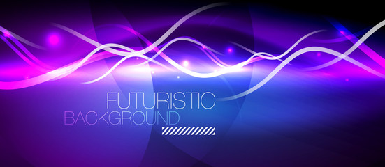 Bright neon lines wave