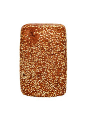 Appetizing black bread on a white background