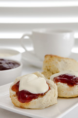 Scones with Strawberry Jam and Cream Devonshire Tea