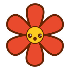 orange flower kawaii cartoon botanical icon