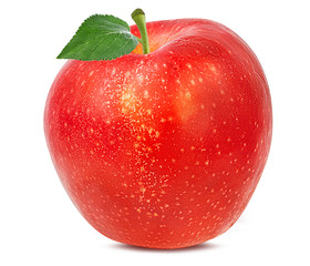 Fresh red apple isolated on white background with clipping path