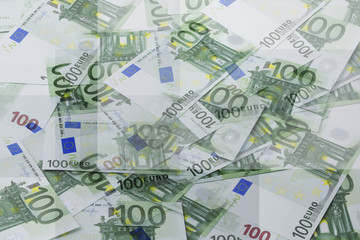 Obraz na płótnie Canvas Group of 100 euro notes. Abstract background
