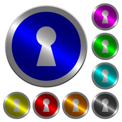 Keyhole luminous coin-like round color buttons
