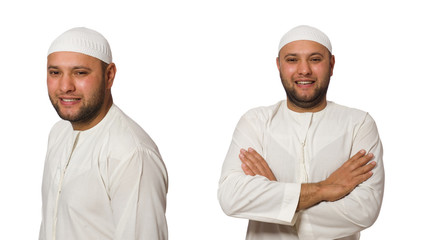 Concept with arab man isolated on white