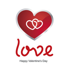 Love two hearts in heart red brand logo