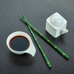 Sushi set on gray background