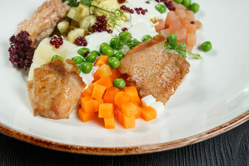 Delicious salad of fresh Olivier greens