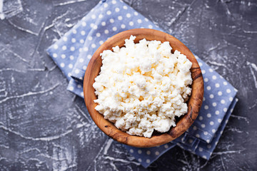 Bowl with homemade cottage cheese