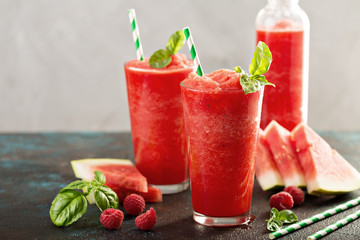 Refreshing cold summer drink watermelon slushie - obrazy, fototapety, plakaty