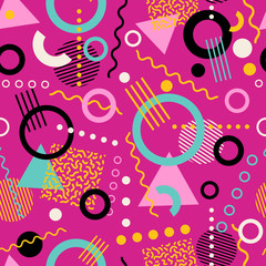 Retro seamless 1980s inspired memphis pattern background. vector illustration