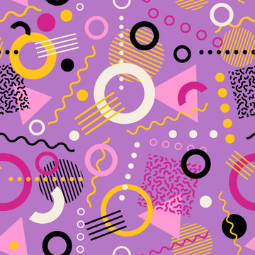 Retro seamless 1980s inspired memphis pattern background. vector illustration