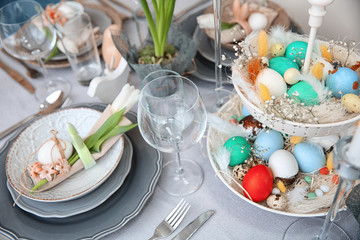 Beautiful festive Easter table setting