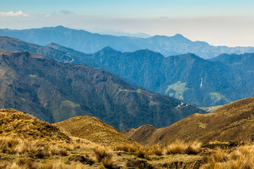 Typical Andean landscape with a succession of mountainous silhouettes