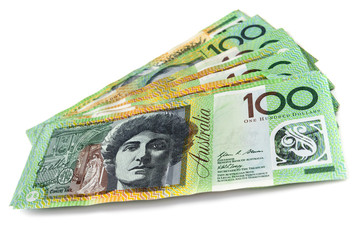 Australian Money over White