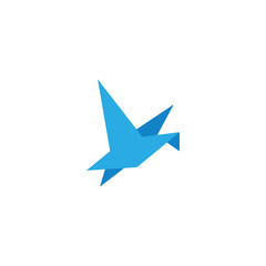 Obraz premium Abstract origami blue bird flying vector