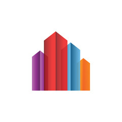 Colorful real estate building logo design concept vector