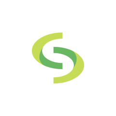 Unique letter S in negative space with green color