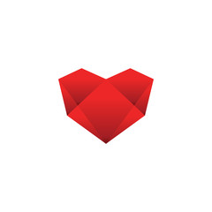 Elegant low poly love graphic with red gradient vector