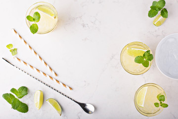 Lemonade with ice and mint
