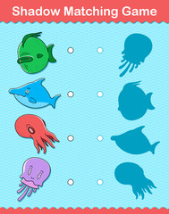 Kids shadow matching puzzle game with sea life