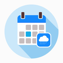 Fototapeta premium Calendar with rainy cloud icon vector.