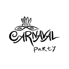 Carnaval Party. Hand drawn vector template with Masquerade Mask.