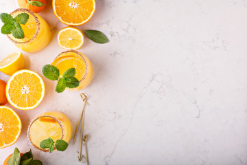 Orange and lemon margarita cocktail