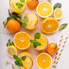 Orange and lemon margarita cocktail