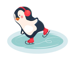 penguin skater cartoon