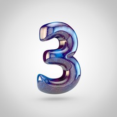 3D render of galaxy number 3 with glittering stars and cosmic nebula isolated on white background.