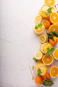 Orange and lemon margarita cocktail