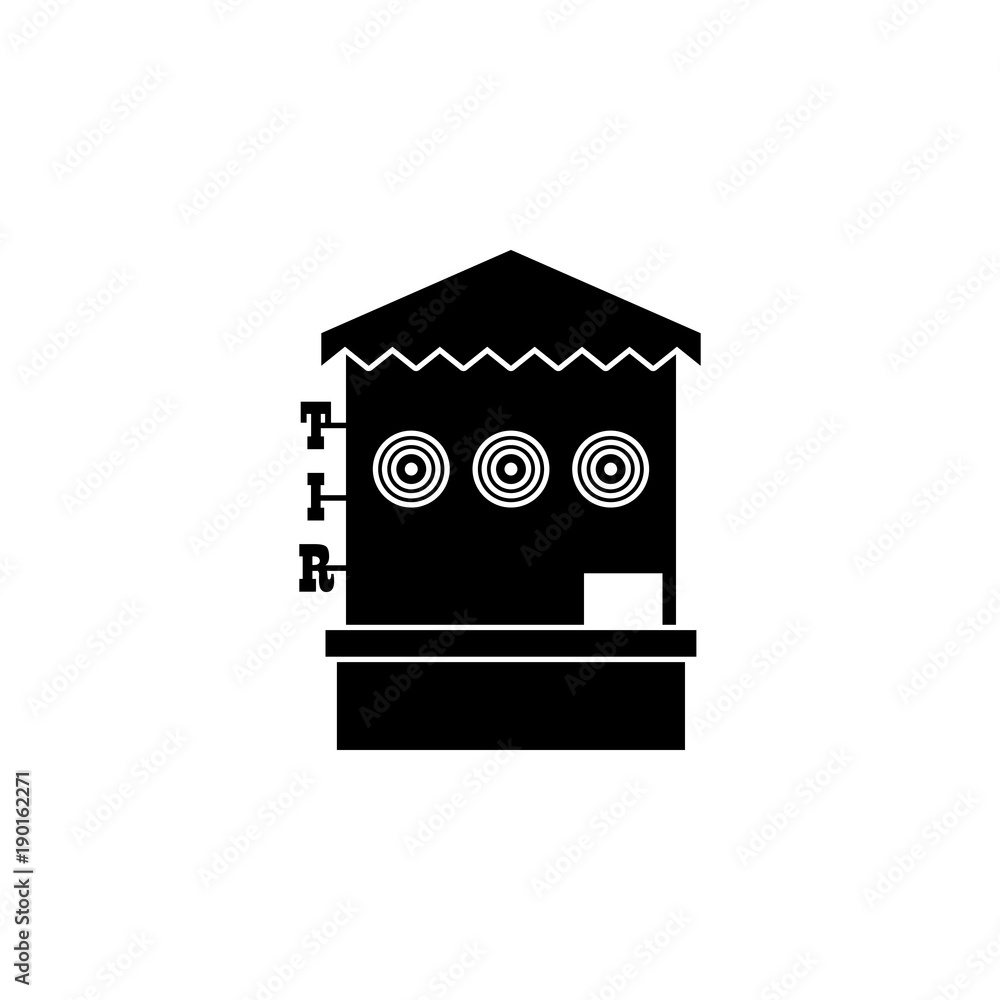 Poster shooting gallery icon. elements amusement park concept and web apps. icon for website design and dev