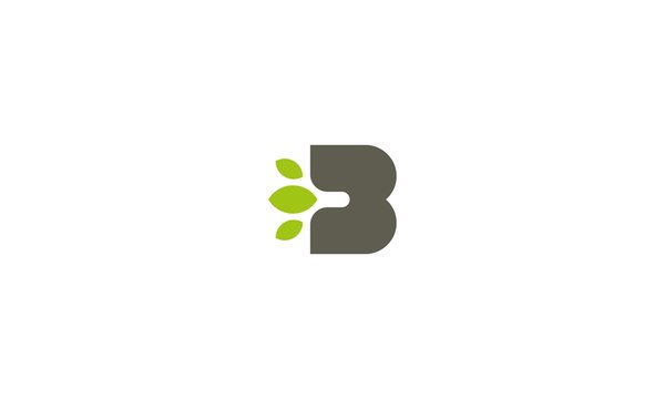 letter b with leaf logo. Initial logo design. eco friendly, ecology and environment symbol, Abstract Initial Letter B, leaf, hearth Logo. green color isolated on White Background.