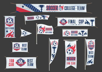 Vector advertising banners soccer championship