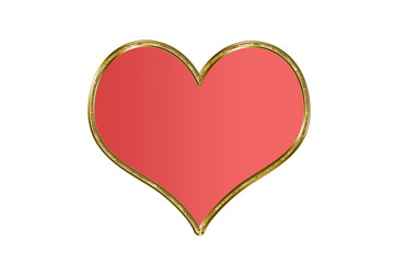 Corazón rojo con marco dorado.