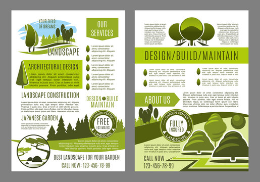 Vector brochure for green landscape eco design