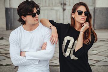 Cool couple with attitude posing