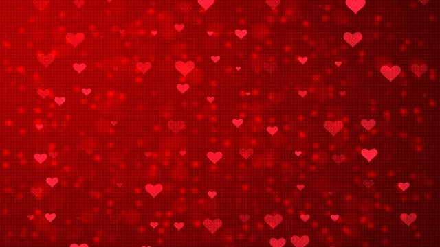 Seamless loop red Valentine flowing hearts background