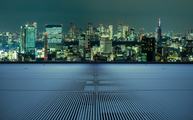 Modern cityscape viewed from observation platform.