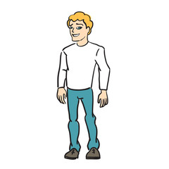 Happy young man. Cartoon character. Stock vector illustration.