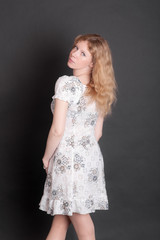 Fototapeta premium slender girl in white dress