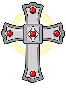Catholic Cross inlaid with rubies.