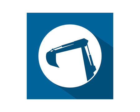 blue silhouette excavator excavation heavy machinery builder image vector icon logo